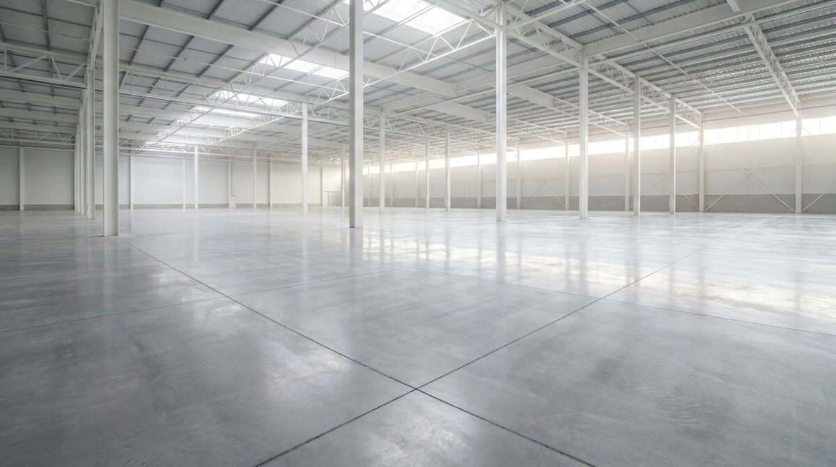 Power-troweled commercial warehouse concrete floor